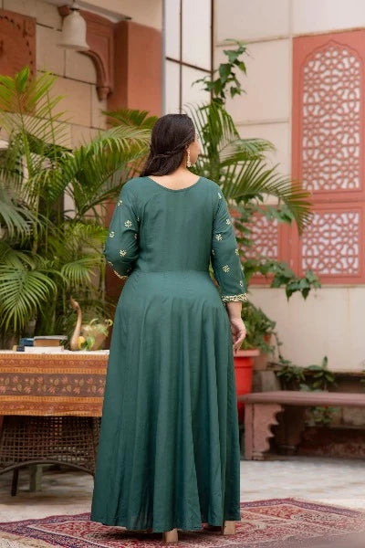 Green  Embroidered Anarkali Kurta & Dupatta Set