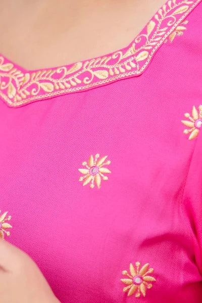 Pink Anarkali Plus Size Kurti Dupatta Set of 2
