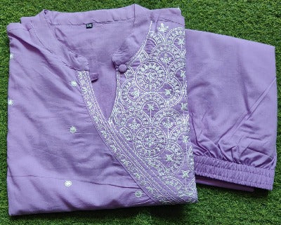 Purple Cotton Kurti and Pant Set of 2