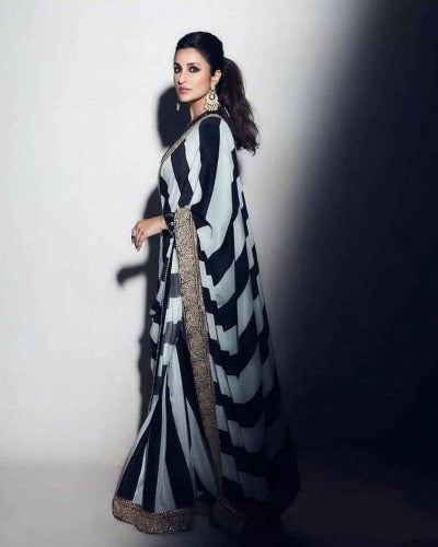 Black And White Georgette Bollywood Inspired Saree