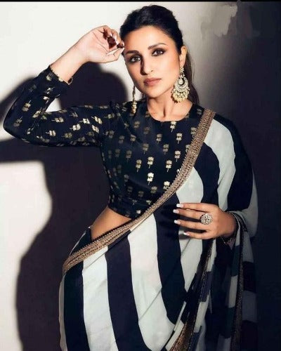 Black And White Georgette Bollywood Inspired Saree