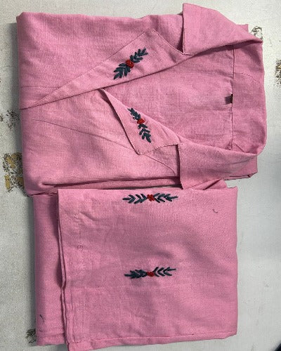 Blush Pink Pure Cotton Kurti Pant Set