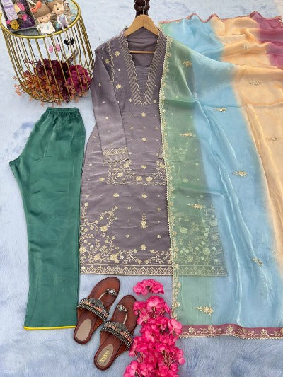 Designer Jimmy Choo Salwar Suit With Multicolour Dupatta
