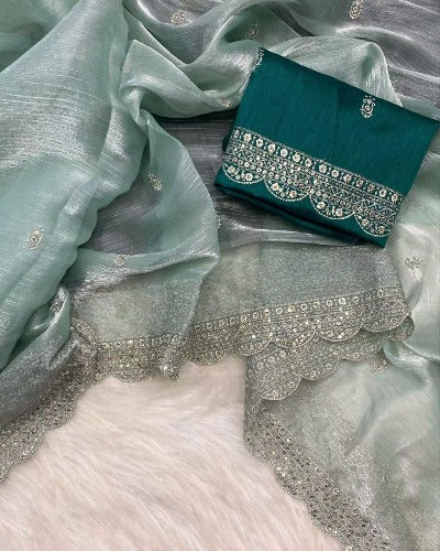 Burbury Silk Sequins Work Designer Saree