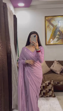 One Minute Saree Lavender Ready to Wear Sari