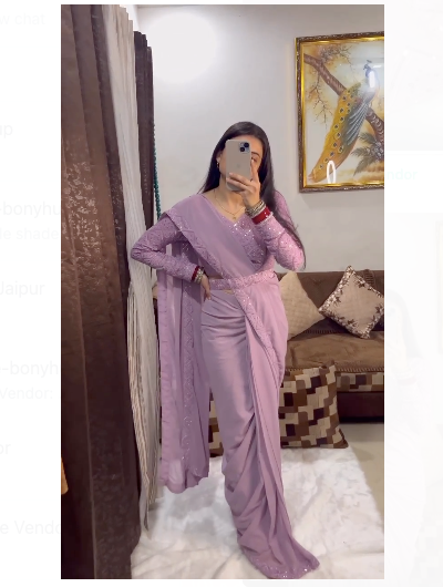 One Minute Saree Lavender Ready to Wear Sari