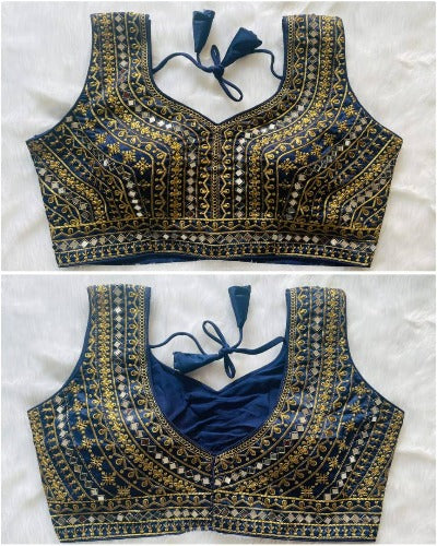 Embroidery Sleeveless Readymade Sequin Saree Blouse