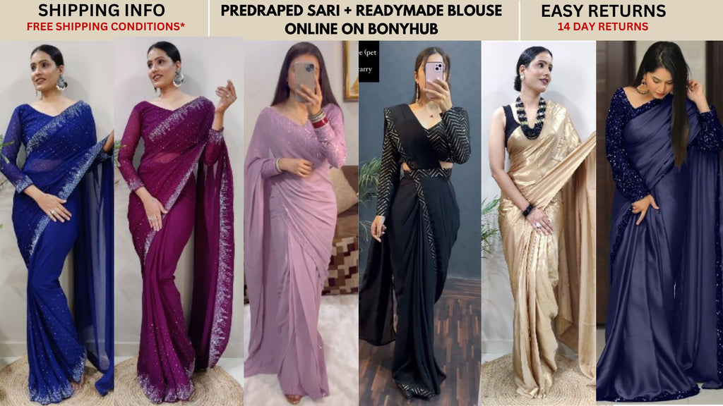 Beautifully Designed Georgette 1 Min Ready to Wear Saree, Stitched Saree,  Pre Stitch Saree, Ready to Wear Saree. Express Shipping US, UK, -   Norway