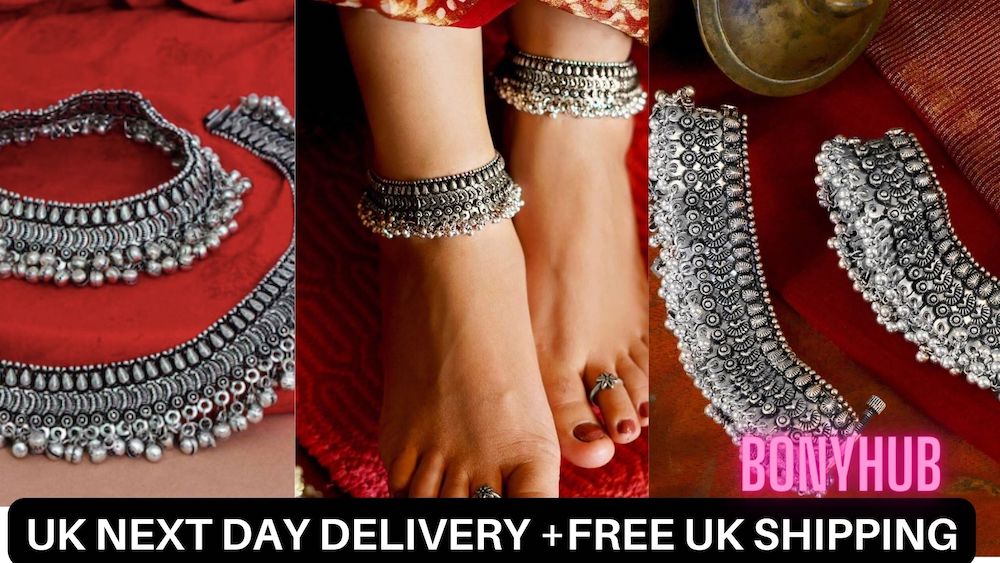 BUY LATEST FASHION ANKLETS ONLINE | GOLD BEADED SILVER DESIGNS