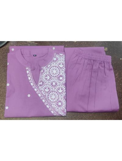 Lilac Cotton Kurti and Pant Set of 2