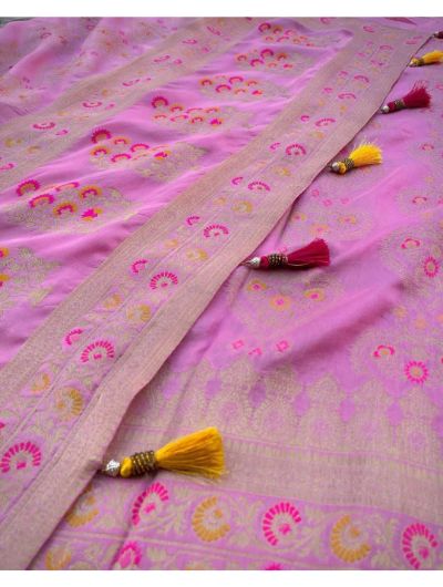 Lilac Soft Silk Saree with Jacquard Work