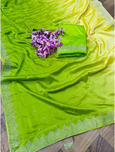 Designer Green Shaded Rangoli Padding Silk Saree