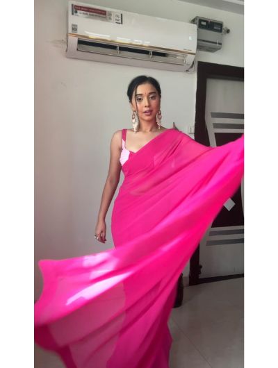 Pink 1 Minute Saree Ready to Wear Georgette Sari