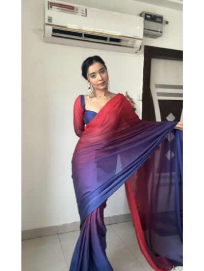Pink Shaded 1 Minute Saree Ready to Wear Silk Sari