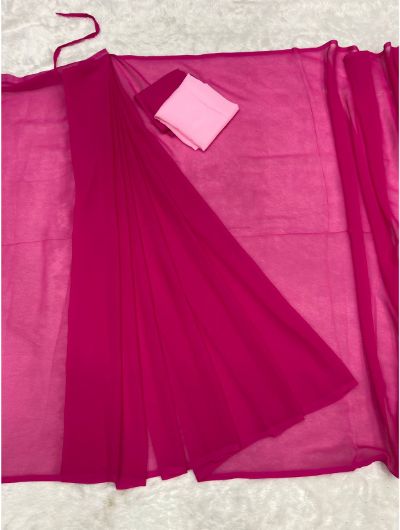 Pink 1 Minute Saree Ready to Wear Georgette Sari