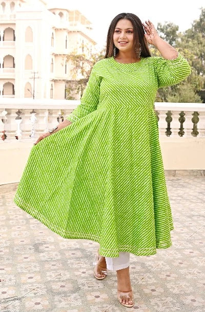 Anarkali Plus Size Green Kurti for women