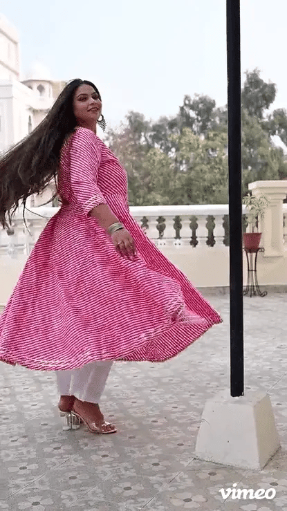 Anarkali Plus Size Pink Kurti for women