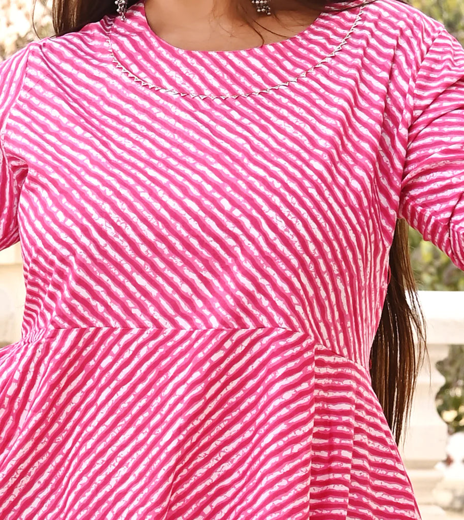 Anarkali Plus Size Pink Kurti for women