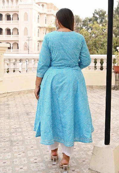 Anarkali Plus Size Blue Kurti for women