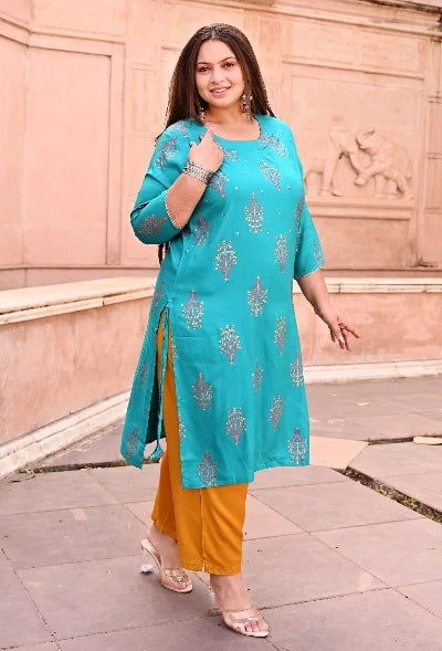 Plus Size Turquoise Kurti for women
