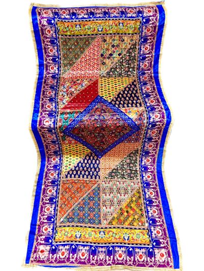 Blue Multi Color Digital Print Karachi Style Silk Dupatta For Women