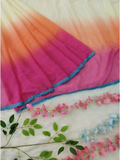 Pink-Blue Shaded Bollywood Georgette Saree