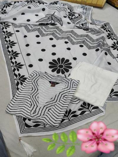 Black & White Muslin Salwar Suit Set 4