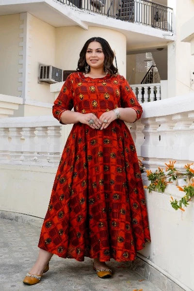 Anarkali Plus Size Maroon Kurti for women