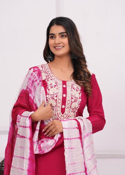 Designer Chinon Silk Blend Salwar Suit Set