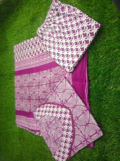 Soothing Purple Printed Cotton Salwar Suit Set