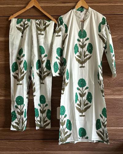 White Easy Breezy Cotton Kurti Pant Set Of 2