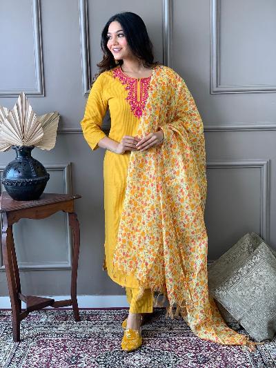 Pure Cotton Katha Handwoven Salwar Suit Set