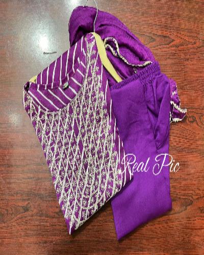 Purple Leheriya Print Salwar Suit Set