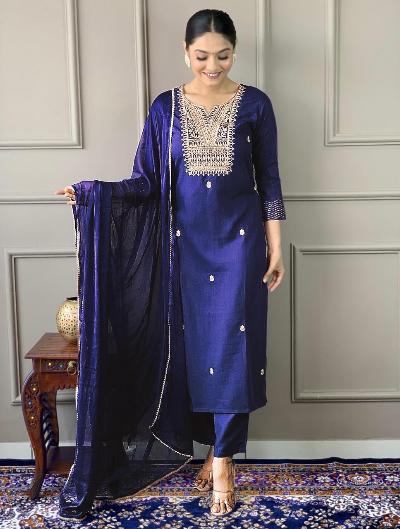 Elegant Rayon Embroidered Salwar Suit Set