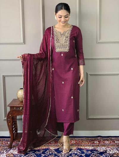 Elegant Rayon Embroidered Salwar Suit Set