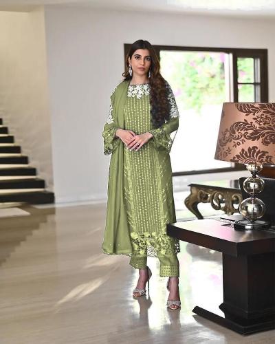 Georgette Designer Festive Straight Suit Set