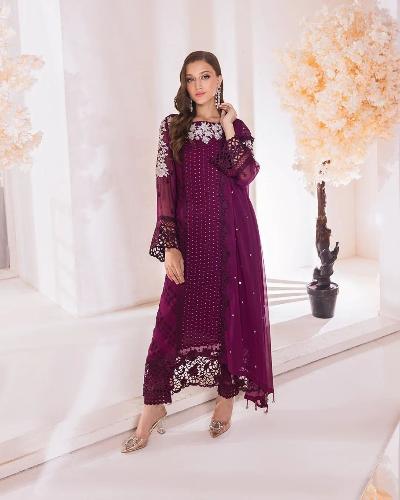 Superhit Partywear Georgette Embroidery Salwar Suit Set