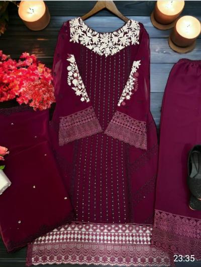 Georgette Designer Festive Straight Suit Set