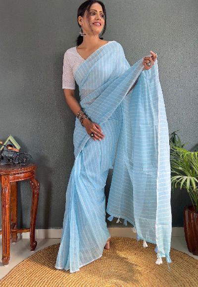 1 Min Soft Khadi Cotton Stitched Readymade Saree