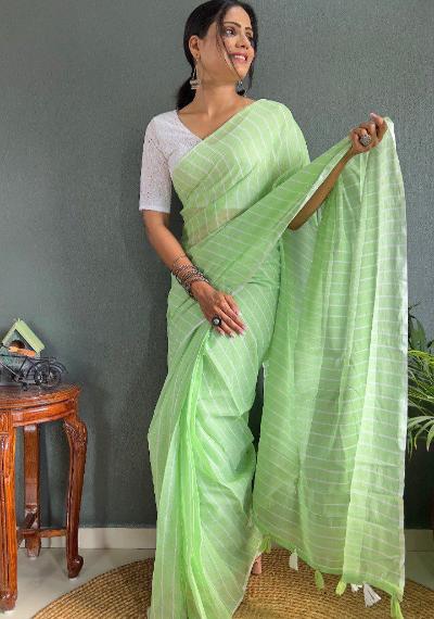 1 Min Soft Khadi Cotton Stitched Readymade Saree