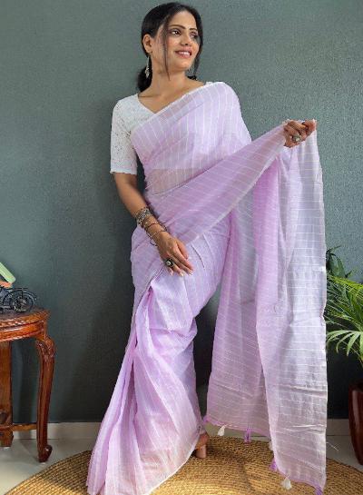 1 Min Soft Khadi Cotton Stitched Readymade Saree