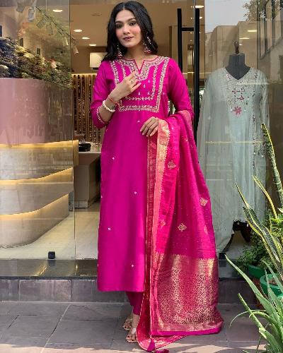 Pink Sequence Hand Work Salwar Suit Set