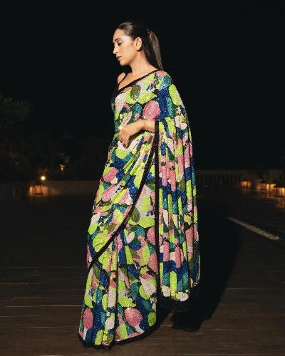 Multicoloured Bollywood Sequin Partywear Saree