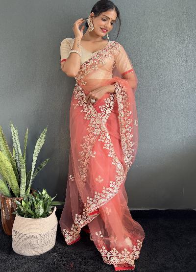 1 Min Coral Attractive Stitched Readymade Saree