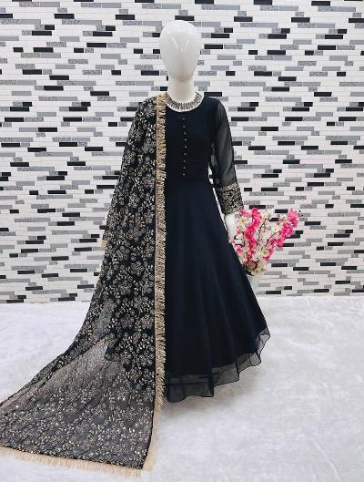 Kids Georgette Zari Work Anarkali Gown Suit Set