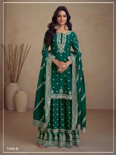 Nazrin Heavy Silk Embroidery Sharara Palazzo Suit Set