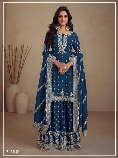 Nazrin Heavy Silk Embroidery Sharara Palazzo Suit Set