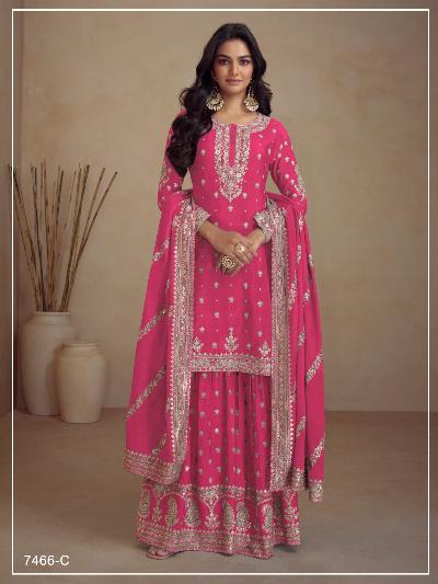 Nazrin Heavy Silk Embroidery Sharara Palazzo Suit Set