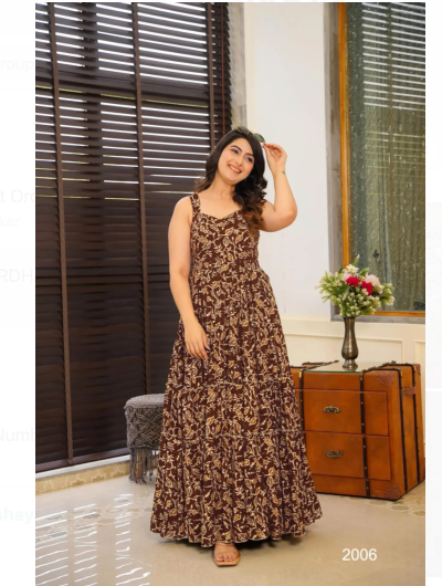 Plus Size Designer Cotton Printed Kurti Gown