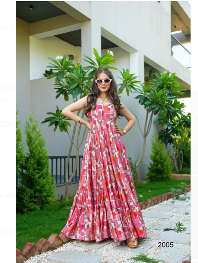 Plus Size Designer Cotton Printed Kurti Gown